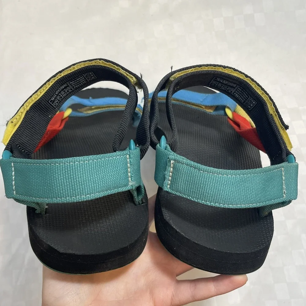 Teva Original Universal Sandals Blue Multicolor Green Soles Mens 12 UK11 EU 45.5